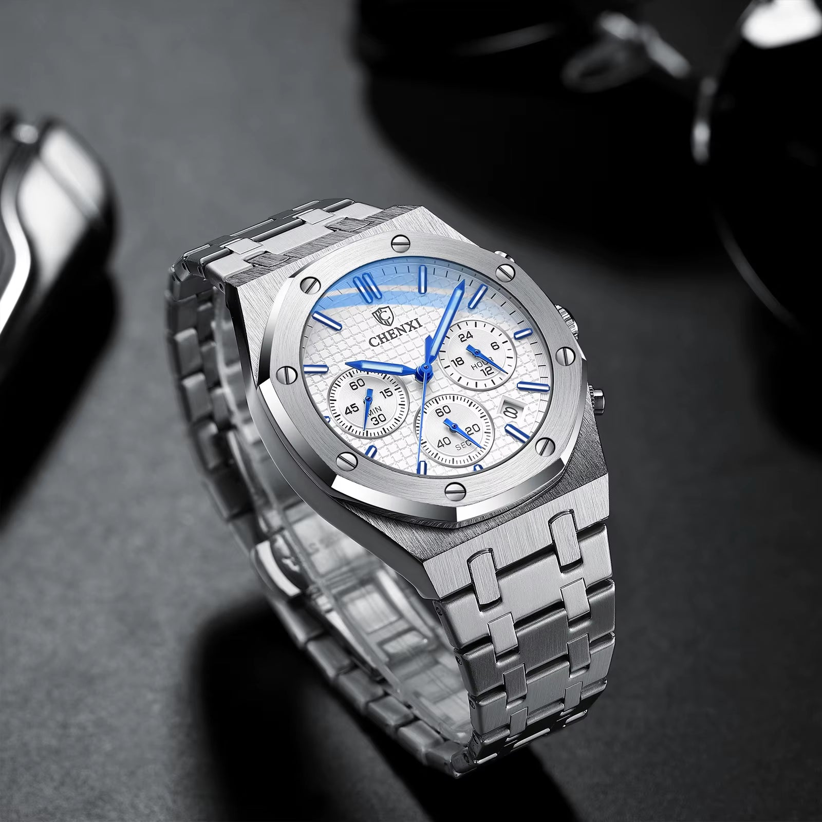 Luxury Business  Man Watch High Quality Chronograph Moon Phase Quartz Watches Original Waterproof Clock Male New 2025