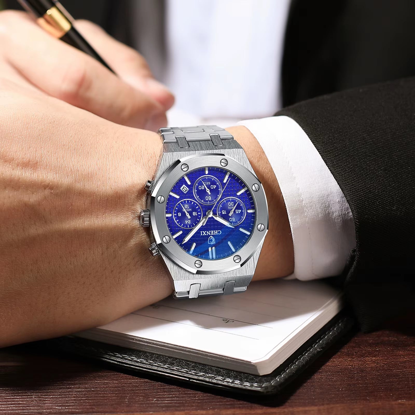 Luxury Business  Man Watch High Quality Chronograph Moon Phase Quartz Watches Original Waterproof Clock Male New 2025