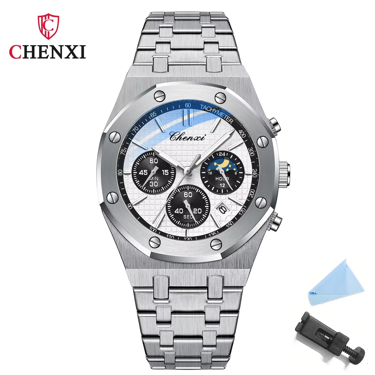 Luxury Business  Man Watch High Quality Chronograph Moon Phase Quartz Watches Original Waterproof Clock Male New 2025